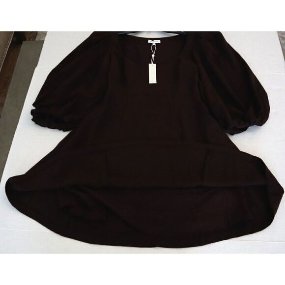 Rebecca Taylor 722243D193 Women Sz 2 Port Brown 3/4 Puffed Sleeve Mini Dress - Picture 9 of 9